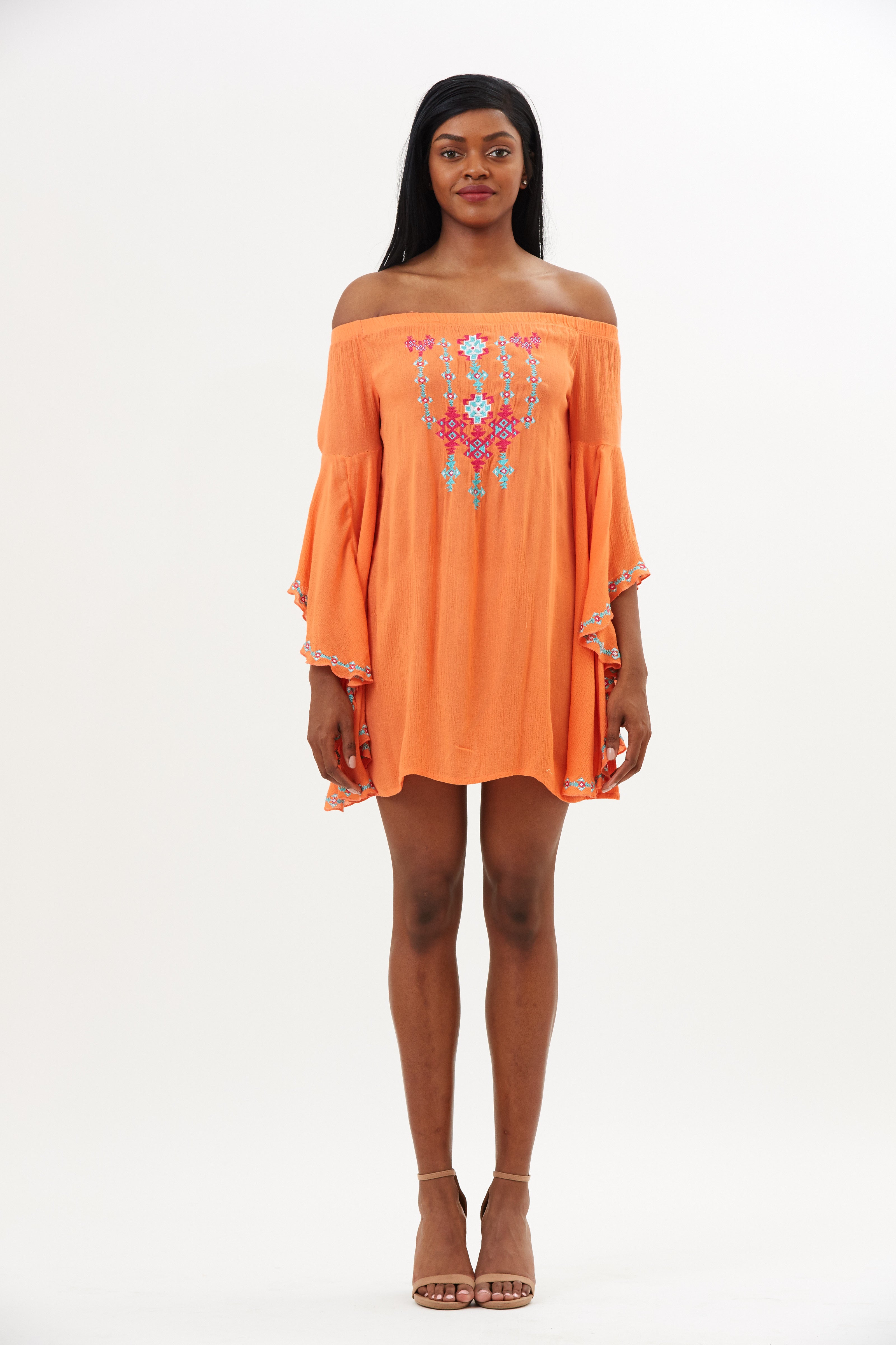 Asha Aztec Embroidery Angel Sleeve Dress Amita Naithani Asha Aztec Embroidery Angel Sleeve Dress Amita Naithani