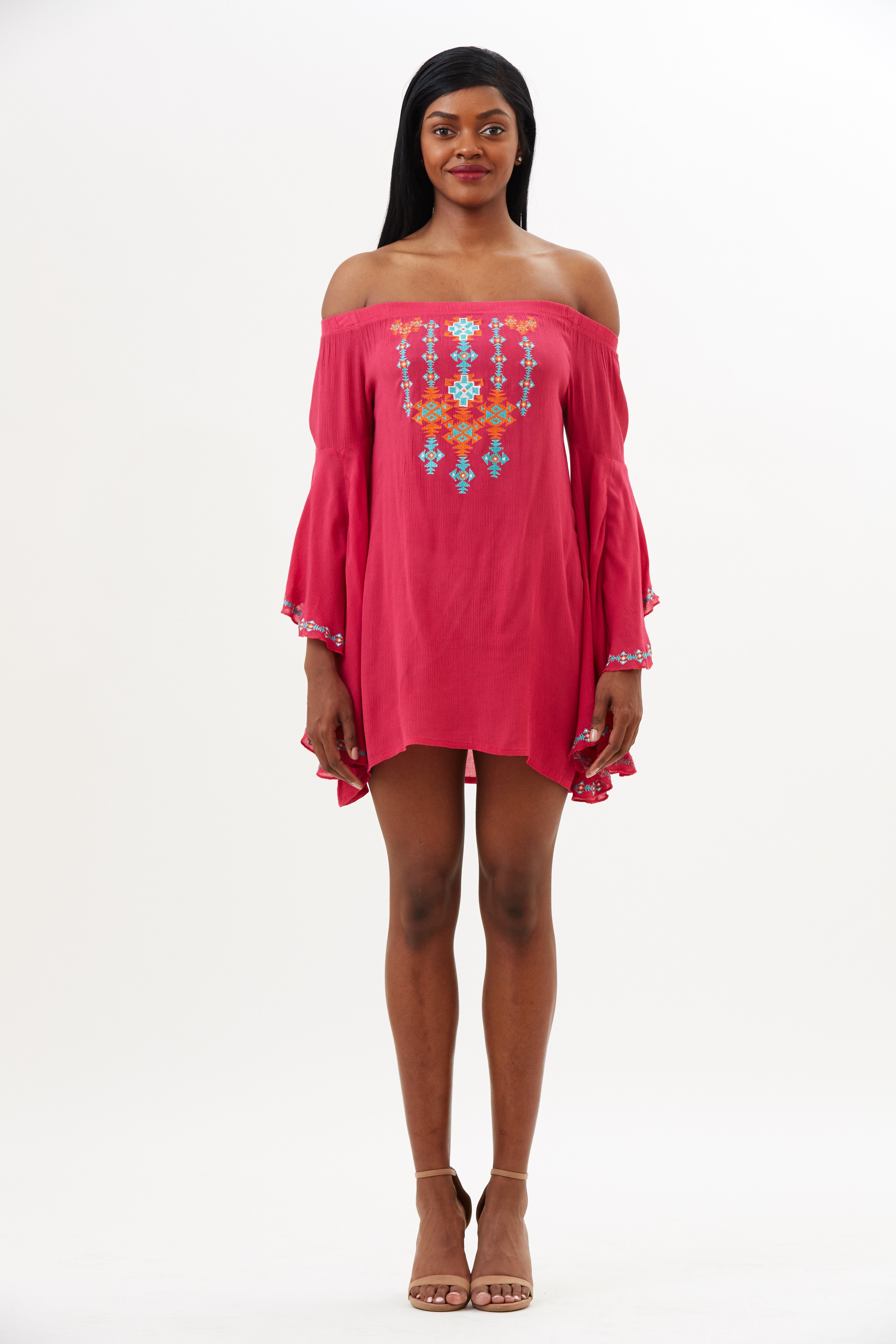 Asha Aztec Embroidery Angel Sleeve Dress Amita Naithani Asha Aztec Embroidery Angel Sleeve Dress Amita Naithani